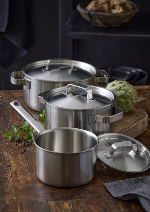 Pillivuyt gourmet Somme grydesæt, i 18/10 rustfrit stål til alle dine kulinariske oplevelser. 3-lags konstruktion af rustfrit stål, aluminium,