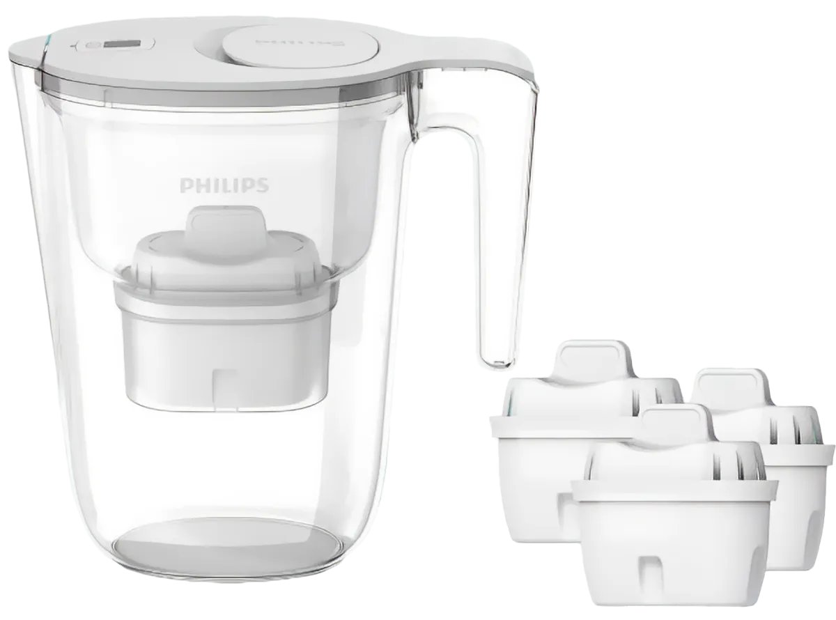 Philips Philips Water filtration pitcher 2.6L, white, fliptop, + 2 extra filters