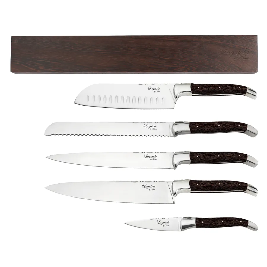 Laguiole by Hâws Chef Set 5 pcs + Wall Knife Holder Wengé