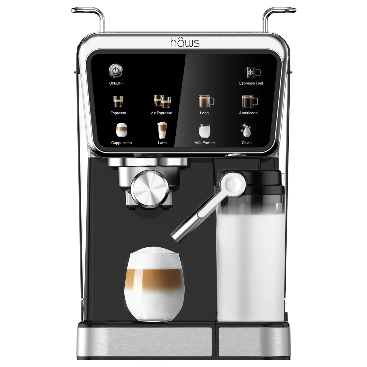Hâws Espresso Machine 7-IN-1 Semi Automatic 20 Bar 1350W 1.5 L Watertank 0,5 L Milktank