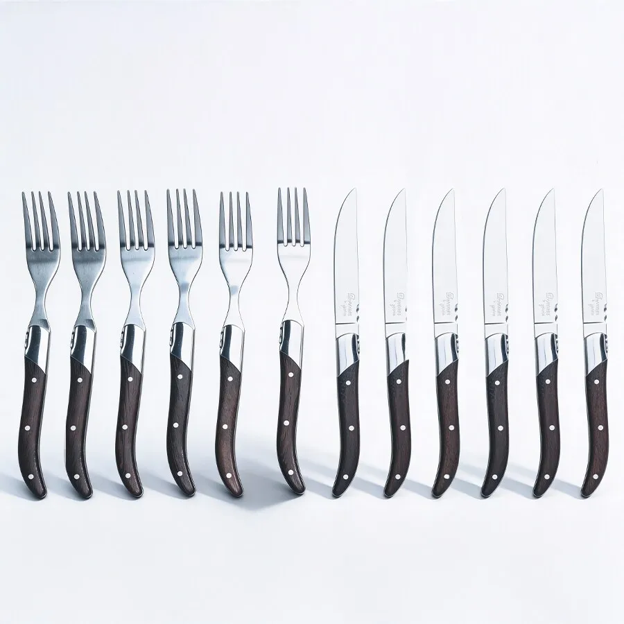 Laguiole by Hâws Steak Knives and Forks 12 pcs Wengé