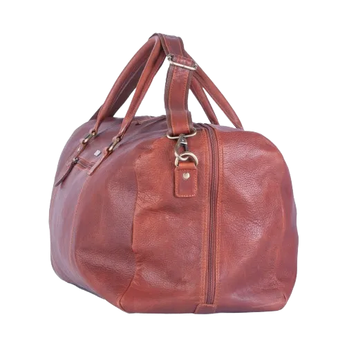 Bon Goût Weekend Bag Columbia Waxy – Dark Cognac