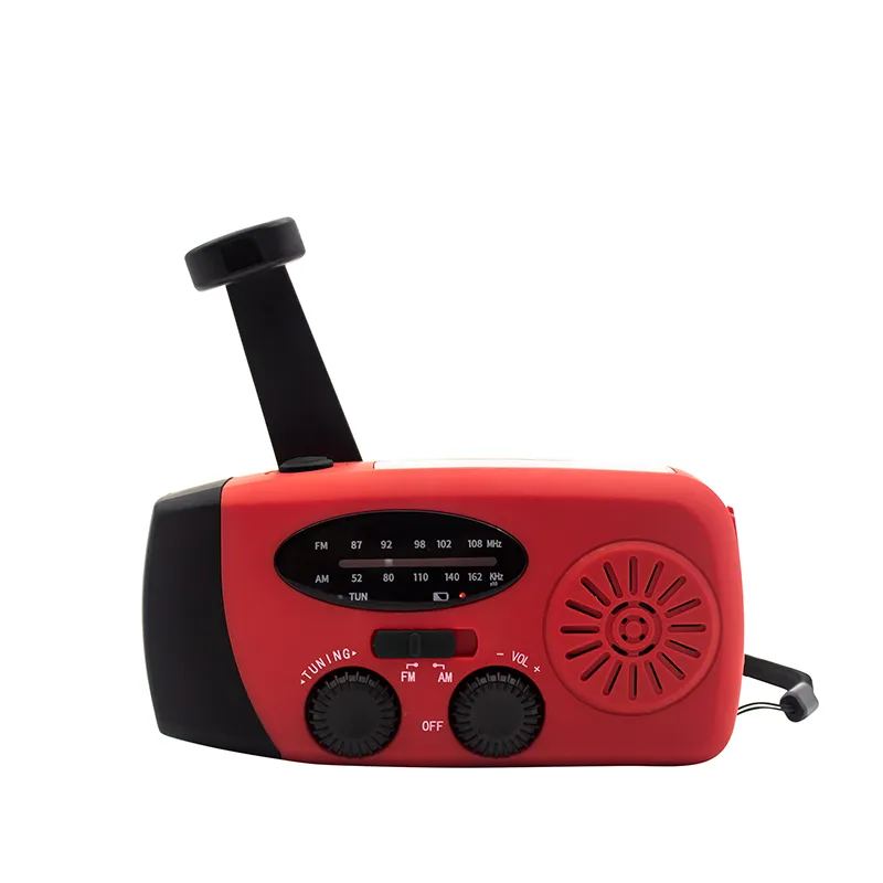 United Emergency FM Radio med Solcelle – Rød/Sort