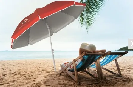 Sommer parasol med sølv foring