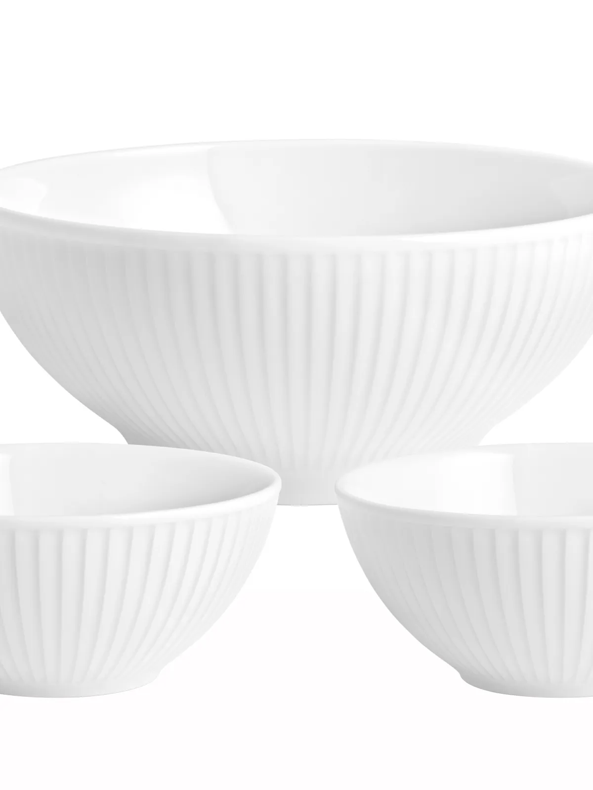 Pillivuyt Skålesæt 1 stk. skål 20 cm + 2 stk. skåle 12 cm i hvid procelæn, Plissé