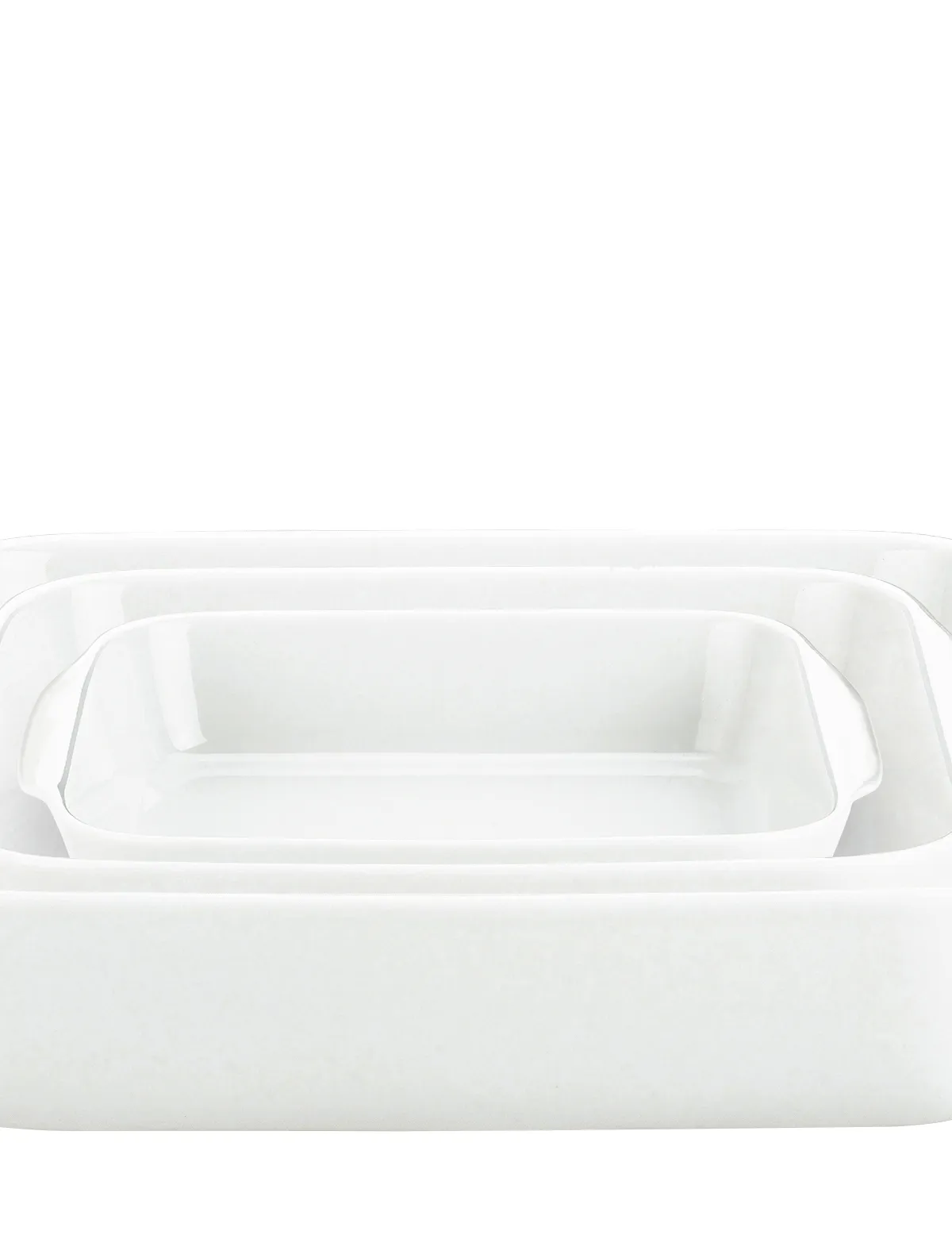 Pillivuyt Kvadratfadsæt 17 x 17 cm, 22 x 22 cm og 27 x 27 cm i hvid porcelæn