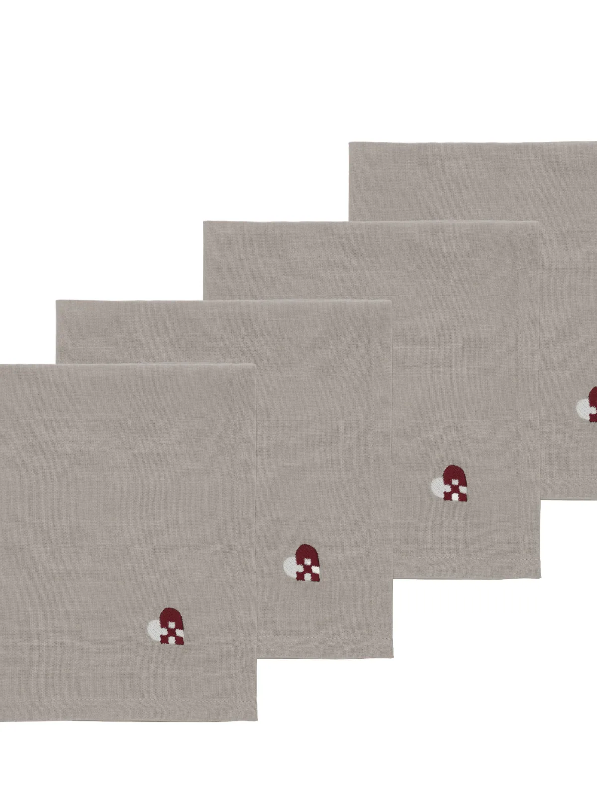 Södahl Stofservietter 4 stk i dark red, Christmas Hearts Embroidery