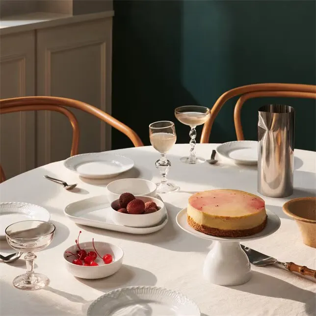 Royal Copenhagen hvid riflet serveringssæt