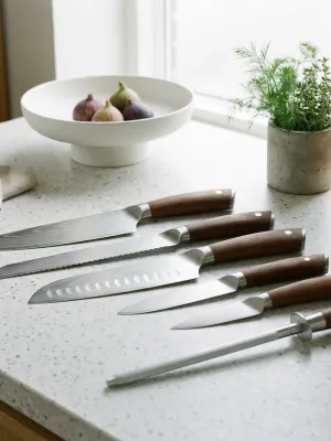 byGaard by Gaard DKS2664 Damascus Knife Set 6 Pcs Carboniseret ask håndtag (HUSK FSC)