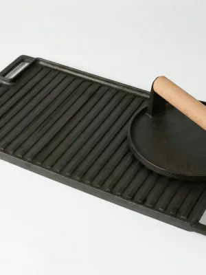 byGaard by Gaard FP2669 Frying Plate 46cm x 26cm + Hamburger Smasher