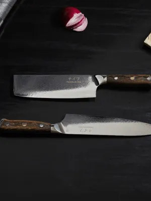 Damascus By Hâws DBHCVW Chef Knife 32 Cm + Vegetable Knife 30 Cm Wengé