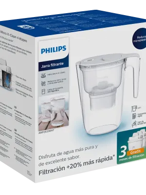 Philips Philips Water filtration pitcher 2.6L, white, fliptop, + 2 extra filters