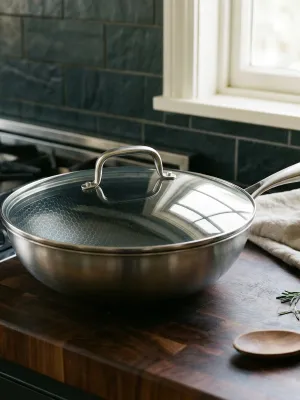 byGaard WP2625 Hybrid wok pande (gryde) mat stål, 30 cm x 9 cm, med glaslåg,