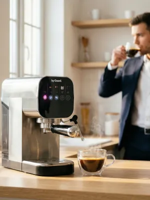 byGaard EM2605 Espresso Maskine til Nespresso kapsler + formalet kaffe, 20 bar, 1-shot warm Espresso, 2-shot warm Espresso, damp