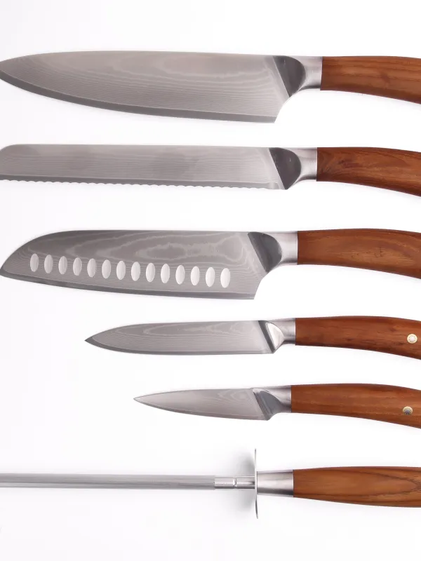 Produkt byGaard by Gaard DKS2664 Damascus Knife Set 6 Pcs Carboniseret ask håndtag (HUSK FSC) Billede