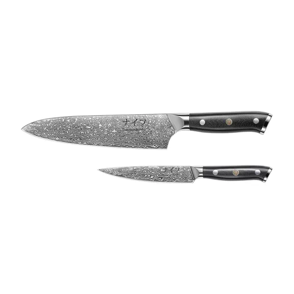 Produkt Damascus by Hâws Chef knife 32 cm + Utility knife 24cm G10 Billede