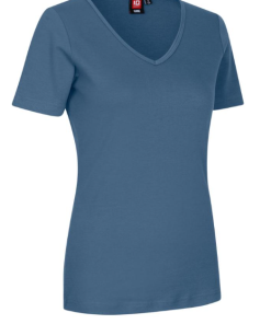 Interlock T-shirt V-hals Dame, fra ID Identity er en kortærmet interlock T-shirt med V-hals i blød antipilling kvalitet. holder faconen vask efter vask