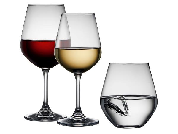 Lyngby glas vinglas sæt. Dette vinsæt kommer i 18 dele indeholder, 3 forskellige glastyper i helt transparent miljøkrystal,