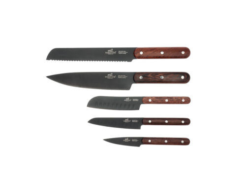 Sabatier knivsæt Phenix 5 dele, Knivsæt med knive i Lion Sabatiers verdenskendte kvalitet og med håndtag i eksklusivt wenge-træ. Superskarpe knivblade