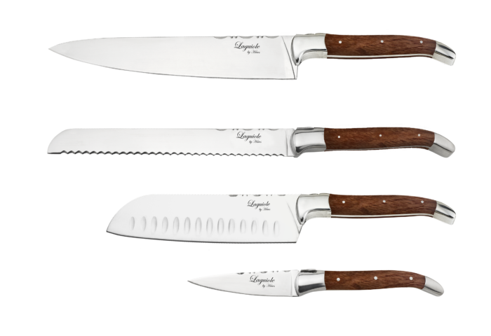 Laguiole knivesæt med 4 størrelser, Laguiole er navnet på den særlige form som knivene har.Navnet stammer fra en fransk landsby i Centralmassivet.