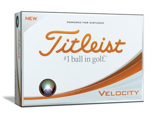 Logo golfbold Titleist Velocity, er ændret med en blødere kerne og en skal belægning som giver højeste boldhastighed, ekstremt lavt spintal, mere længde.