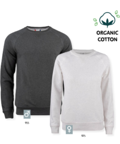 Premium OC Roundneck D/H, sweatshirt i eksklusiv kvalitet , i økologisk bomuld, recycled polyesterblanding. Dekorativ flatlock raglan-ærme og mere