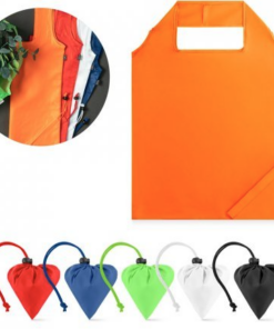Foldbar taske Beira i genbrugsplast. PET 190T (100% rPET) foldbar taske. Med 40 cm håndtag. 370 x 420 mm. Ideel som giveaway, med dit logo.   